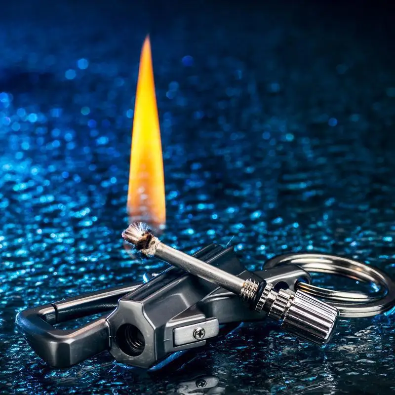 

New keychain Outdoor Metal Portable Lighter Immortal Fire Starter Matchstick Camping Lighter Waterproof Outdoor Survival Tool
