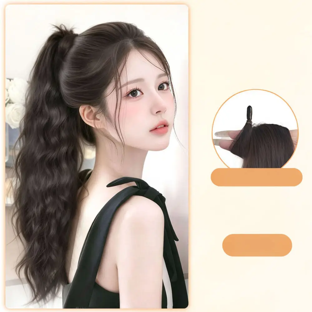 Natural Fluffy Curly Wave Ponytail Extension Wrap Around Synthetic For Dute Soft Fiber Volumizing Clip In Hair Styling Tool