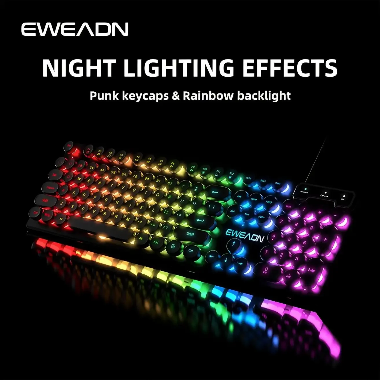 

EWEADN X JIMITU GX330 Ретро Проводная игровая клавиатура с RGB-подсветкой 104 клавиши Клавиатура пишущей машинки Панк Круглые колпачки для клавиш с Windows Ноутбук ПК