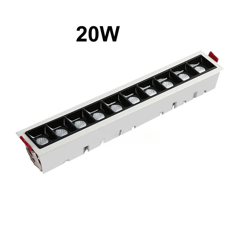 new LED line Downlight Recessed Rectangle Grille Ceiling Lamp 10W 20W 30W AC85~265V LED Spot Light For Home Shop Decor Living