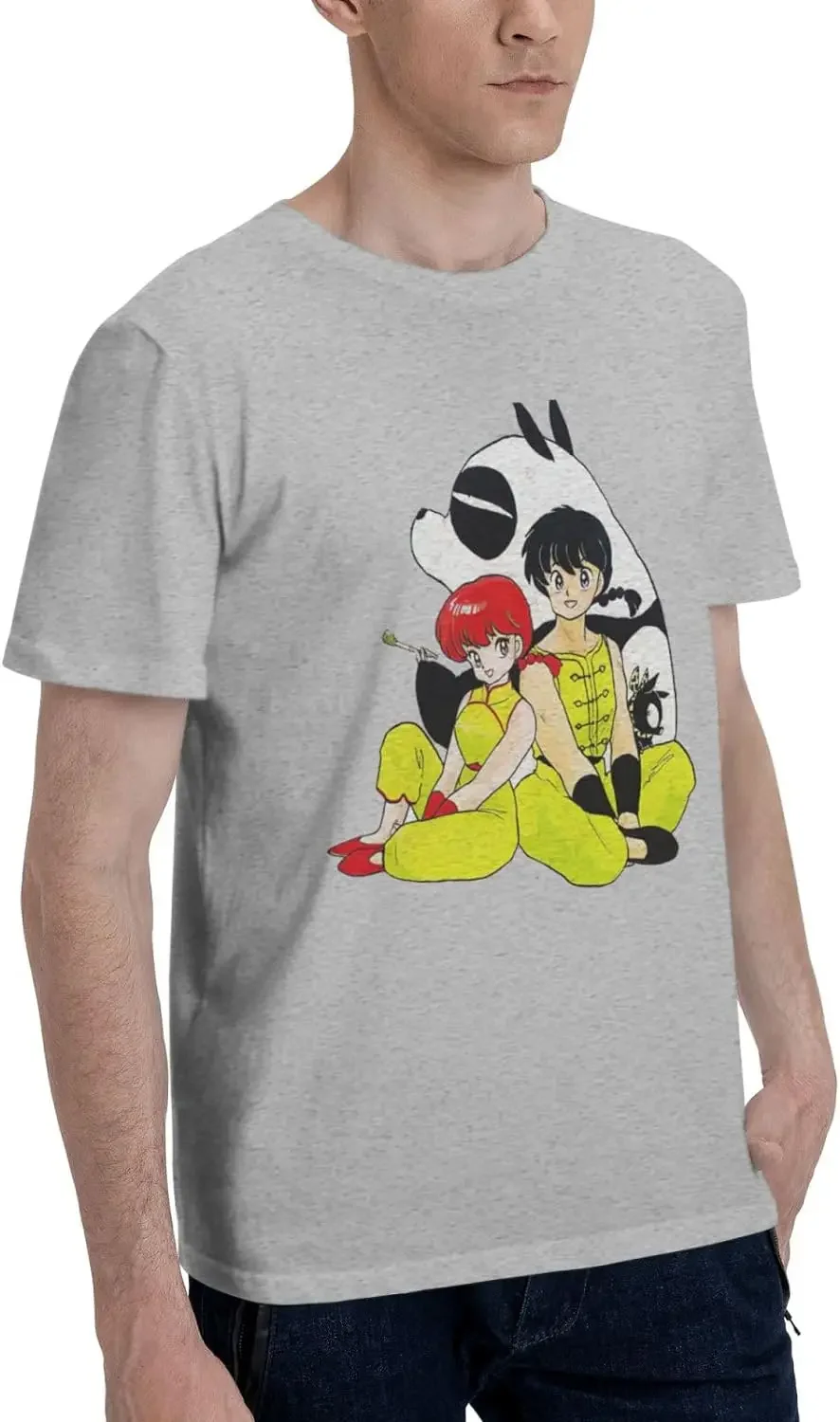 Anime Ranma ½ Shirt Cotton Short Sleeve Cool T-Shirt for Man Black