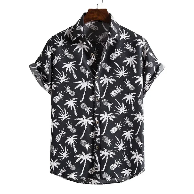 3D Vintage Tropical Plant Palm Tree Print Y2k Shirts Men Vacation Hawaiian Beach Shirt Man Outdoor  Short Sleeve Tee Tops Blouse