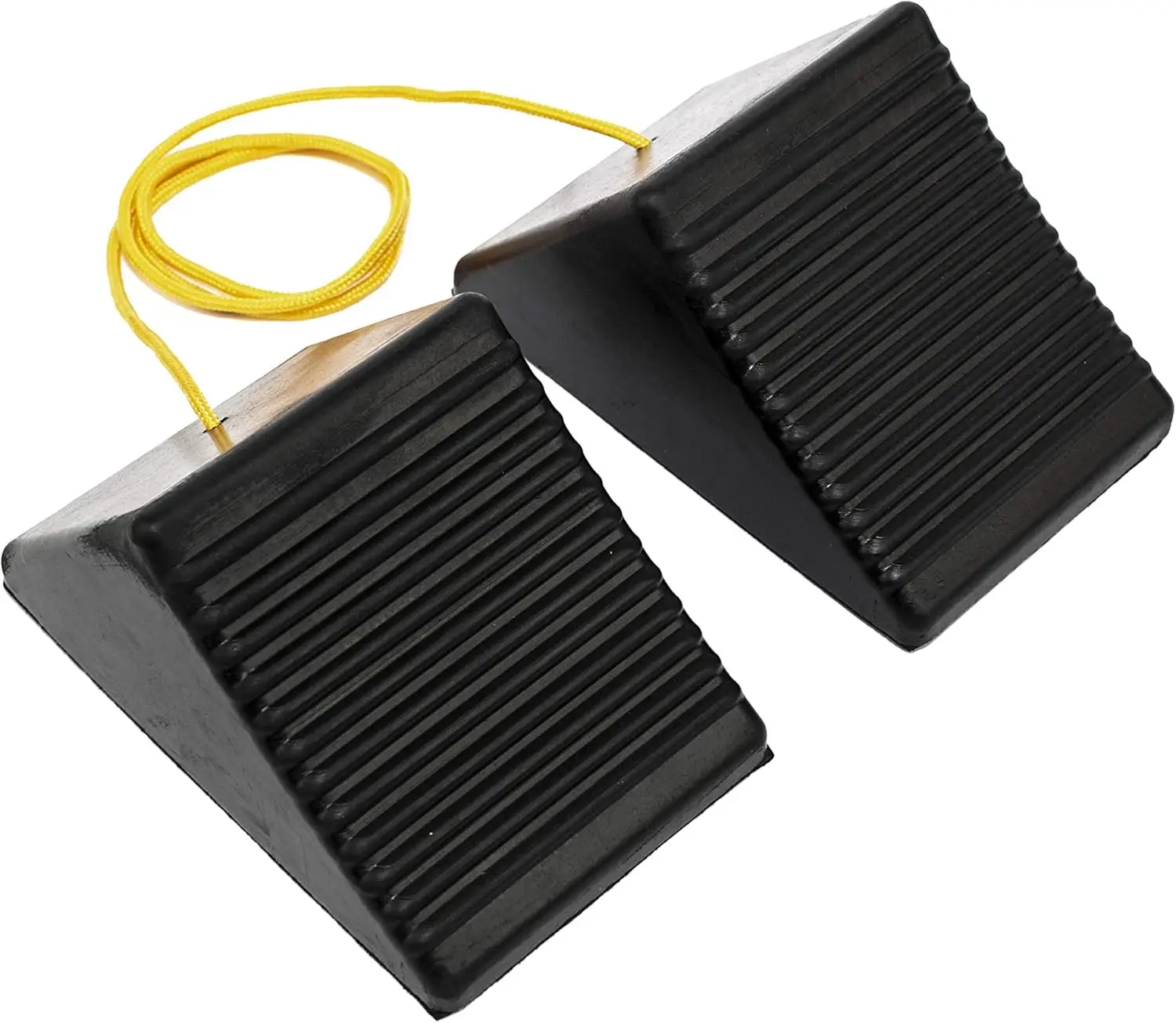 

Heavy Duty Rubber Wheel Chock with Rope 8x5x4 inch 2 Pack for RV, Camper, Trailer, Garage