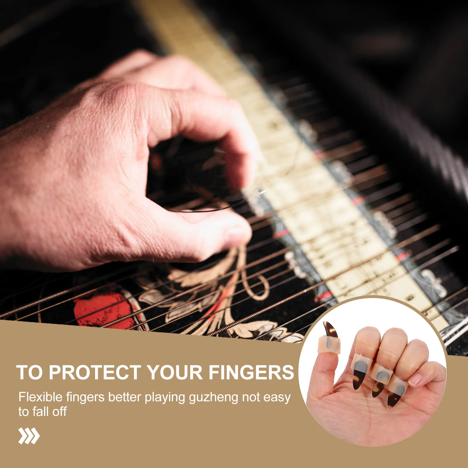 

8pcs Guzheng Nail Protective Covers Silicone Elastic Reusable Nail Protection Rings For Playing Practice Guzheng Accessories