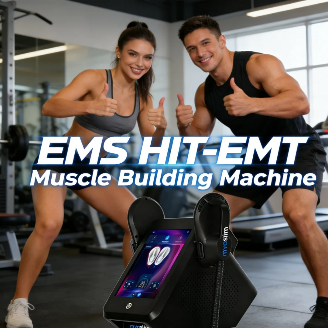 

Аппарат для наращивания мышц Hi-EMT MYOslim с большим экраном управления и Hiemt Hifu30d для коррекции фигуры, EMS-массажер Black Dimon для удаления волос