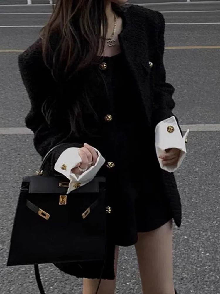 

Женский утепленный хлопковый жакет Ele Bla, весна 2026, новая коллекция, модный прямой крой для деловых встреч, в стиле Rich Girl