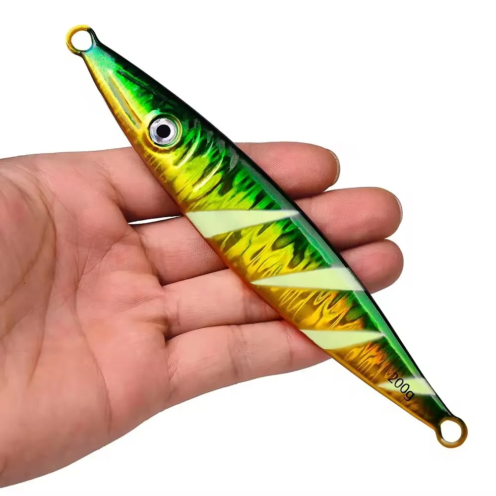 Long Casting Fishing Jigs  Luminous Slow Jigging Metal Bait Lead Fish Hard Fishing Lure 60g 80g 100g 120g 160g 200g 5 colors 1PC