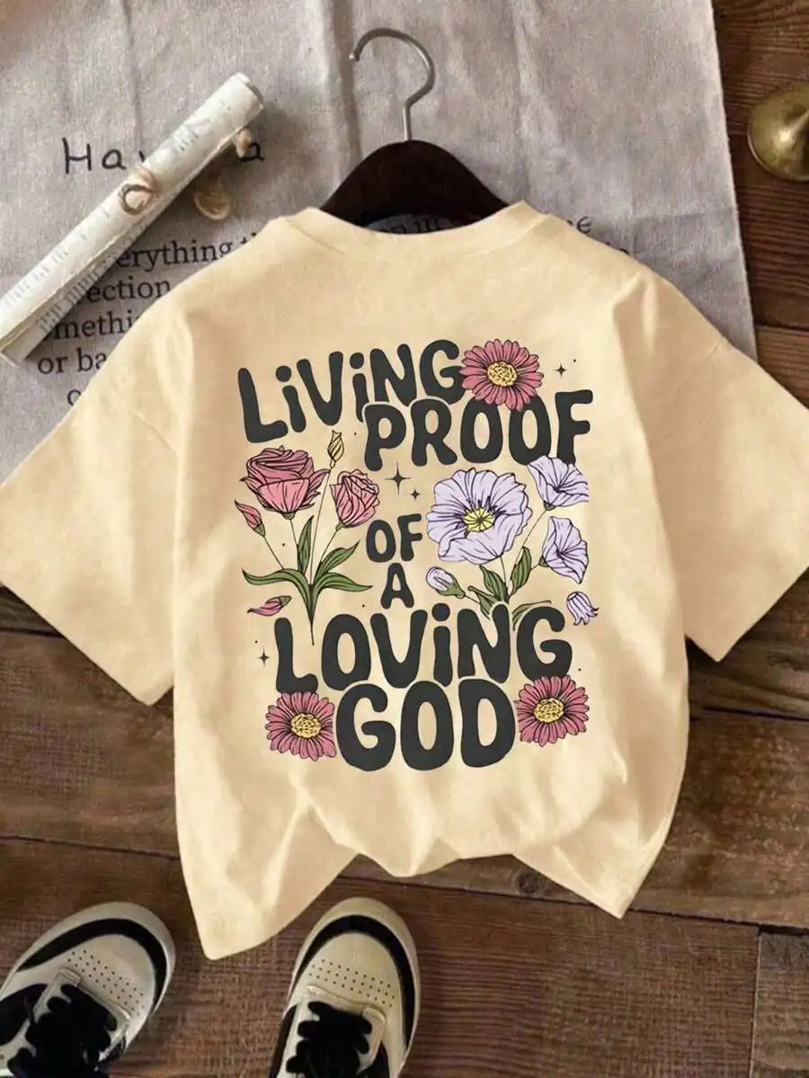 

Plus Size Women Floral Slogan Print Casual Short Sleeve Round Neck T-Shirt Summer