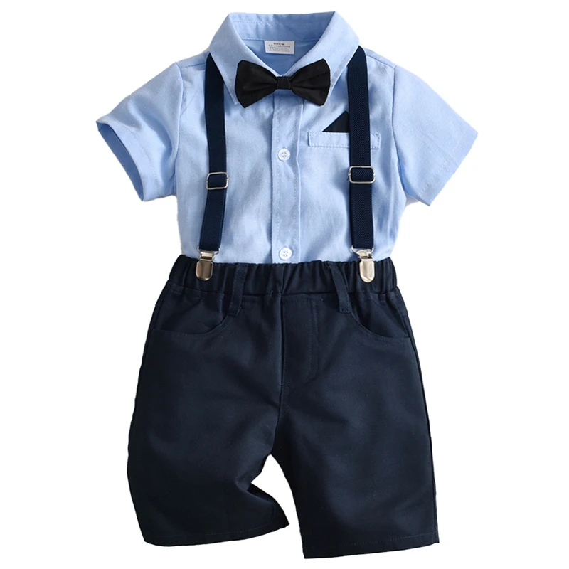 2 Stück Sommer Baby Boy Luxus Kleidung koreanische Mode Gentleman Kurzarm Neugeborenen Stram pler Bodysuit Shorts Kleinkind Sets bc1207