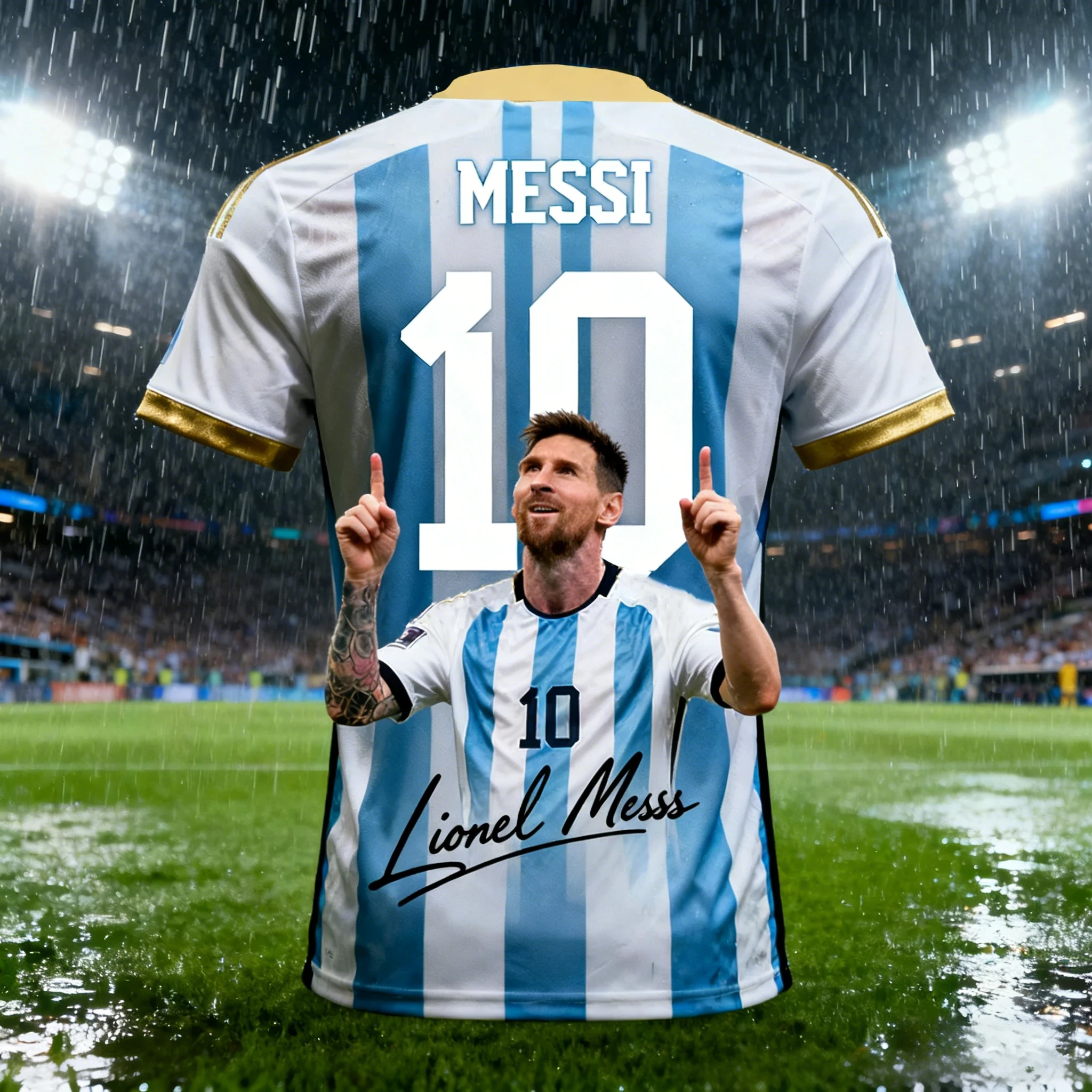 Messi para Adultos de Verano # Camiseta de Fútbol para Hombre con Diseño IA, Camiseta Deportiva para Uso Diario al Aire Libre, de Secado Rápido y Transpirable