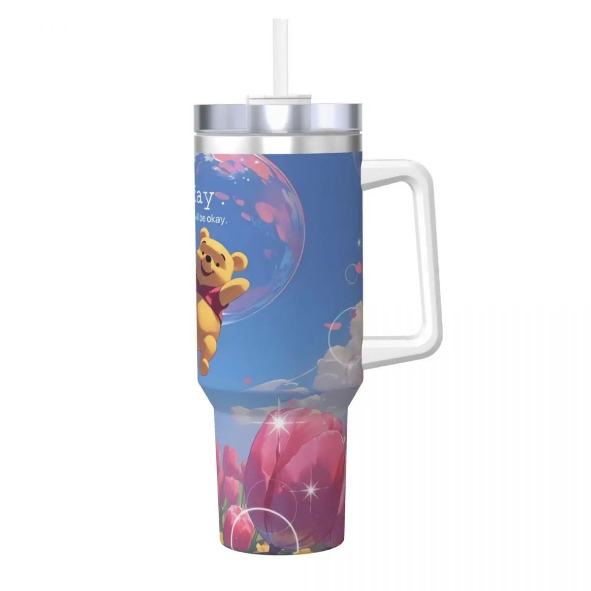 Winnie The Pooh MINISO Tumbler Cold Drink Water Bottle Leakproof Stainless Steel Thermal Cups Custom DIY Travelist Mugs Cup