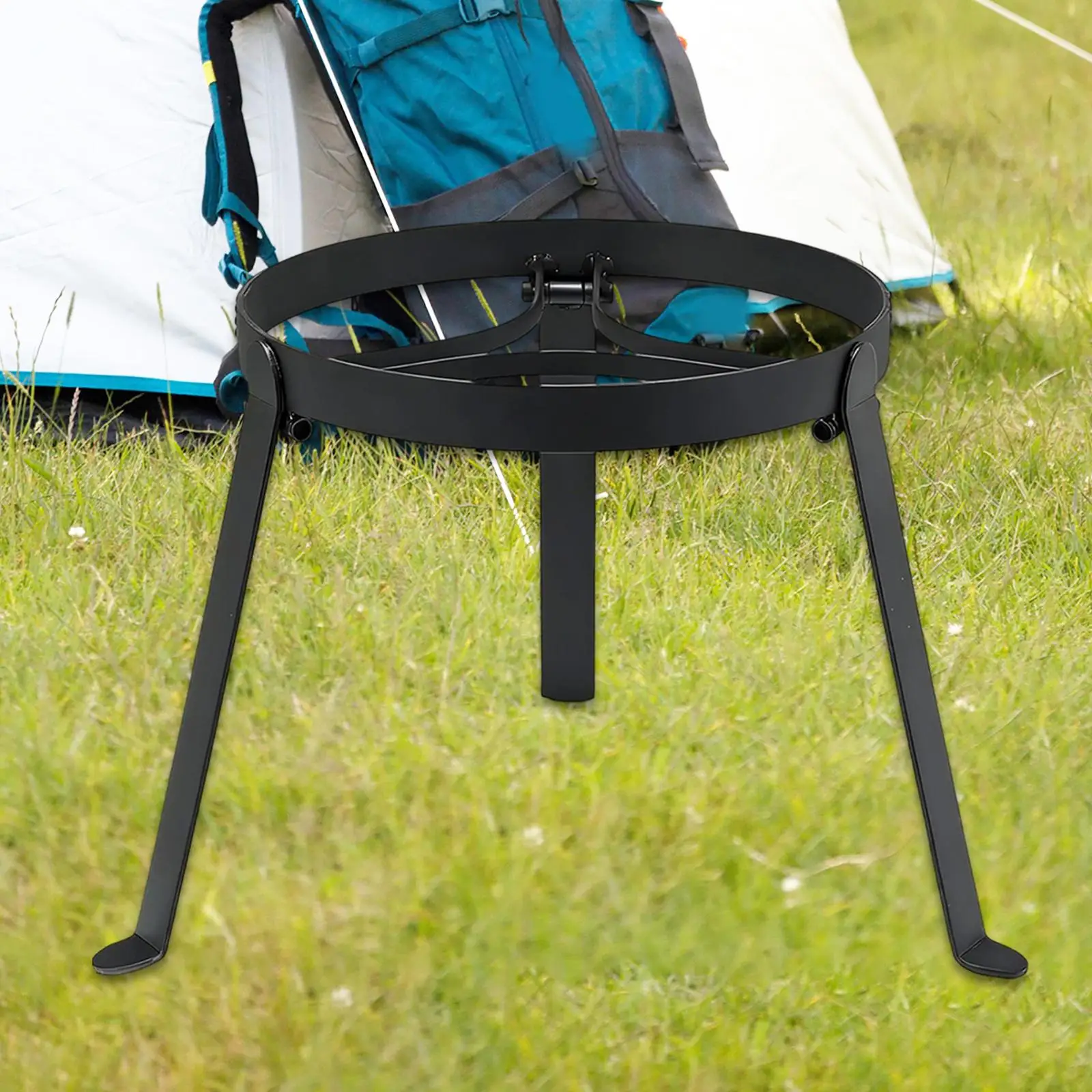 Foldable Cooking Campfire Tripod Iron Portable Grilling Stand Campfire Cookware Rack for Outdoor Camping Kitchen