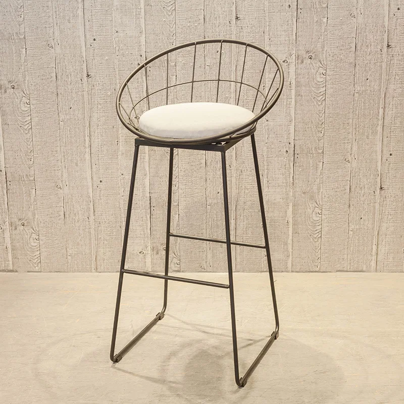 Nordic bar  simple wrought iron gold Internet celebrity high stool hollow backrest casual home dining  bar