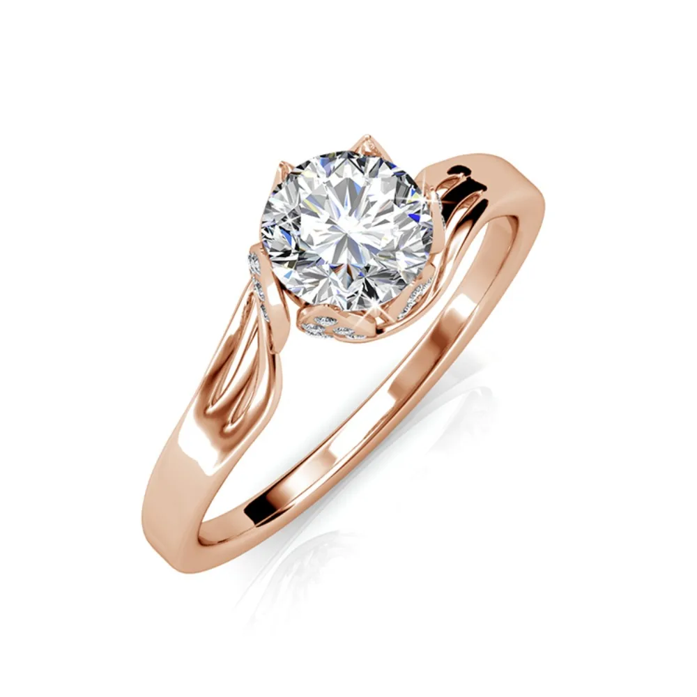 

Daisini Bride Wedding Ring Women 100% Crystals from Swarovski Round Cut Rose Gold Color Engagement Fashion Jewelry Gift