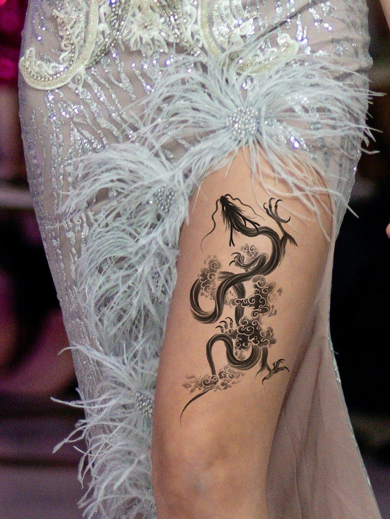 Chinese Style Waterproof Temporary Tattoo Sticker Black Phoenix Flash Tatto dragon Body Art Arm Hand Fake Tatoo Men Women