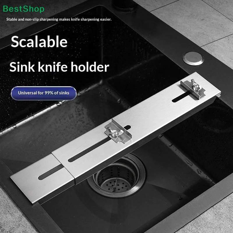 

♥Adjustable Sink Sharpener Holder | Stainless Steel Expandable Kitchen Sharpener Rack
