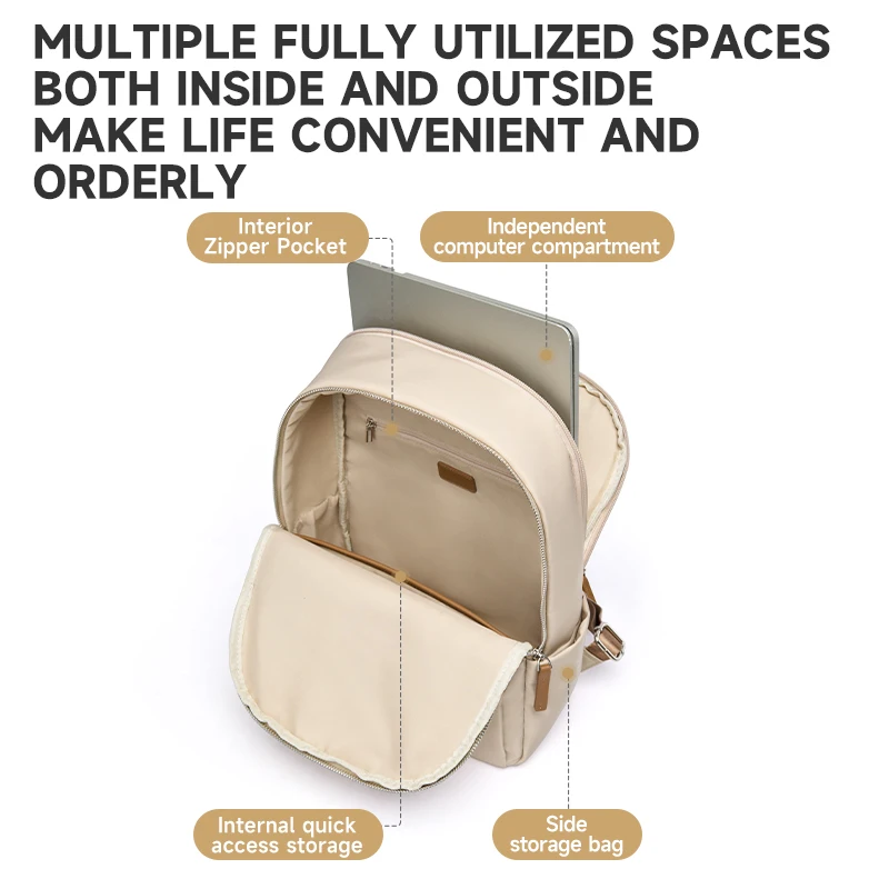 Oxford Travel Backpack Large Capacity Women's Backpack Fit 14-Inch Laptop With Hidden Zipper Bag Daily Trip College Business Use