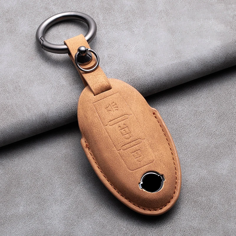 

Leather Car Key Case Cover Shell For Nissan Cube Juke Versa Note X-Trail Qashaqai Sunny Juke Altima TIIDA Murano Maxima Keychain