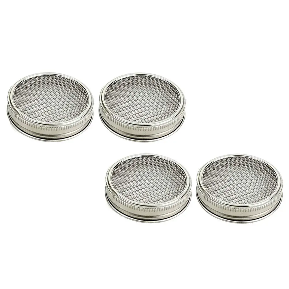 

4Pcs Stainless Steel Sprouting Lids for 86Mm Wide Mouth Jars Food Grade Mesh Drainage Ventilation Home Sprout Growing Kit