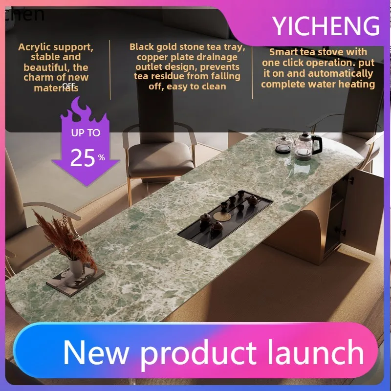 A2-26  marble tea space high-end villa home kung fu tea table luxury stone tea table and chair combination