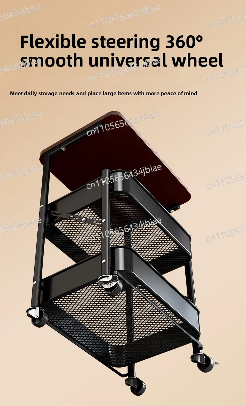 Strictly selected folding movable trolley rack bedroom snack storage with wheels sofa side few bedside bedside table