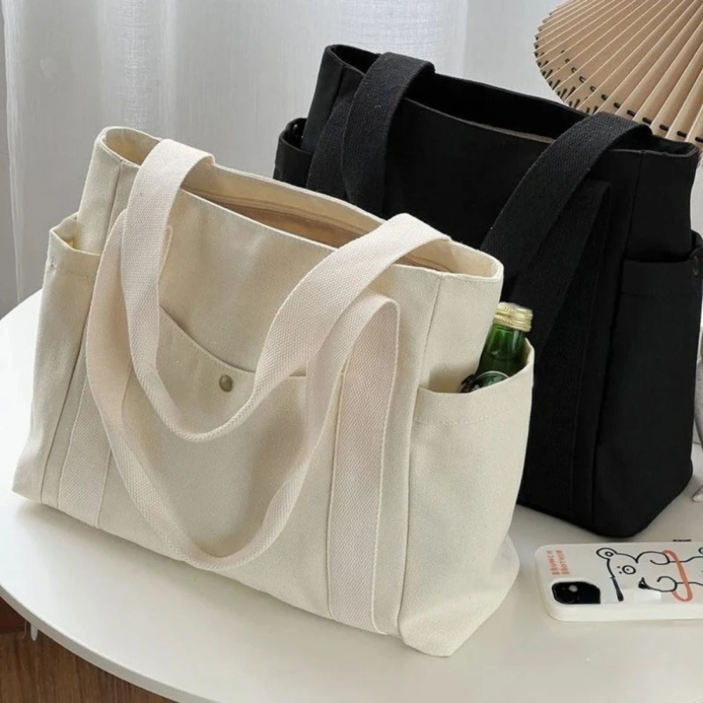 Bolsas de Lona de Gran Capacidad para el Trabajo, Viajes Diarios, Estilo Universitario, para Estudiantes, Libros, Compras