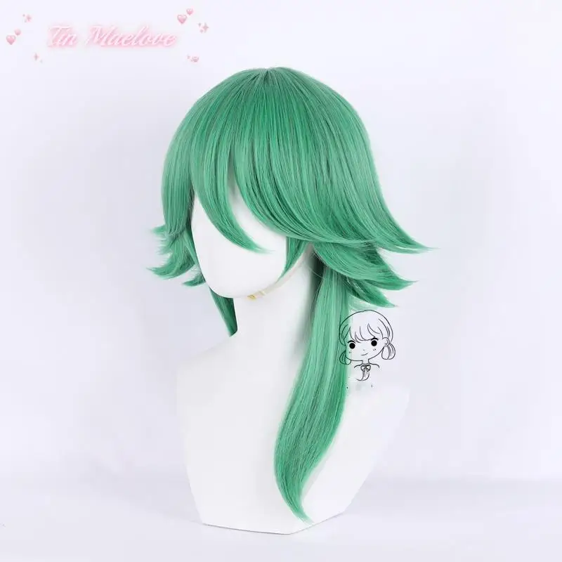 Heartsteel-Peluca de Cosplay Ezreal para hombre, pelo verde, resistente al calor, gorro gratis para Halloween