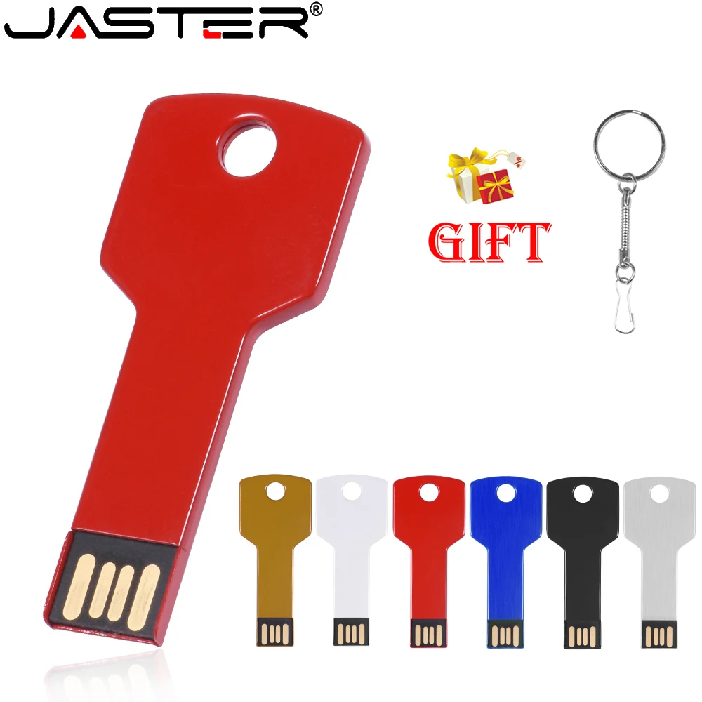 

JASTER Creative Gift USB Flash Drive 128GB Free Key Chain Memory Stick 64GB Metal Pen Drive For Laptop Car USB Memoria 32GB 16GB