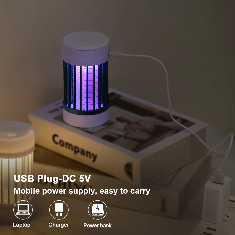 ไฟฟ้ายุง Killer โคมไฟ UV Light USB 5V ชาร์จเครื่องดักยุงสําหรับห้องนอนกลางแจ้ง Camping Mute โคมไฟยุง