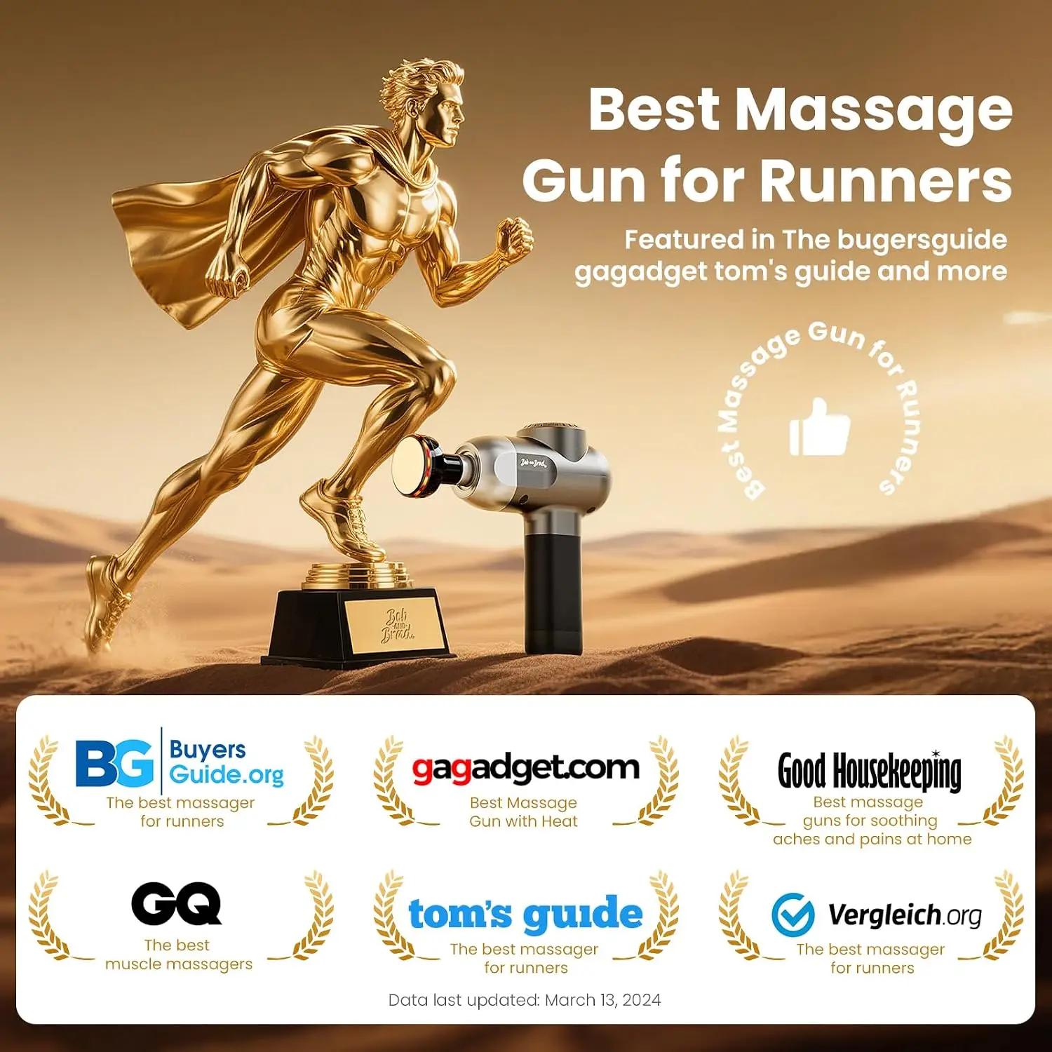 Deep Tissue Massage Gun with Heat, 44lbs Stall Force, 5 Speeds, FSA/HSA Eligible, Gift for Pain Relief view 6