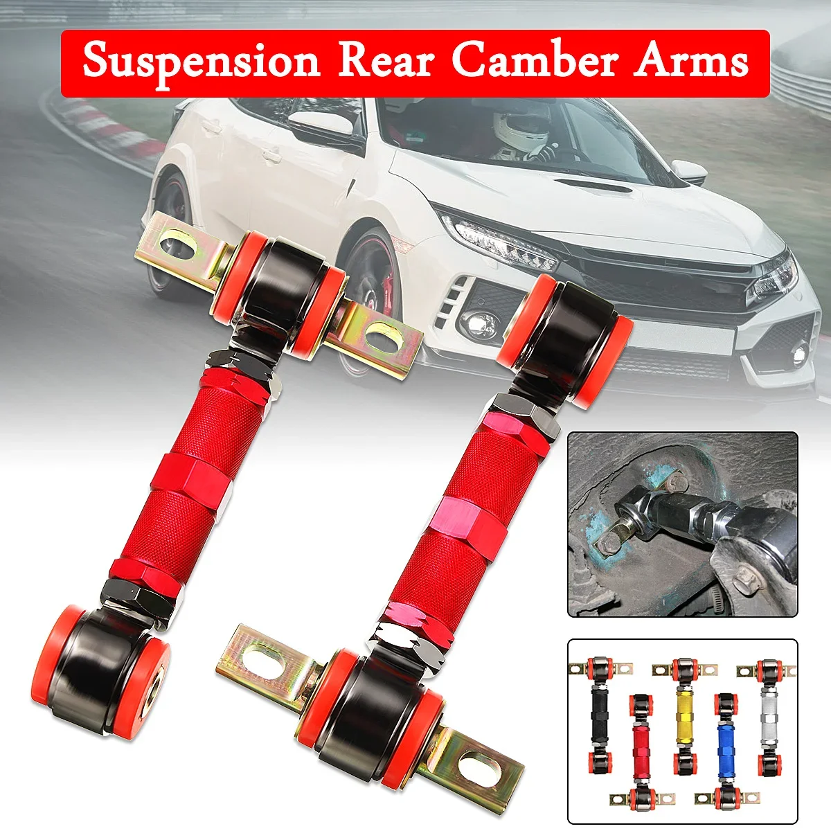 

High Quality 1pair Adjustable Racing Rear Suspension Camber Control Arms Kit for Honda for Civic 5color Car Accessories Body Kit