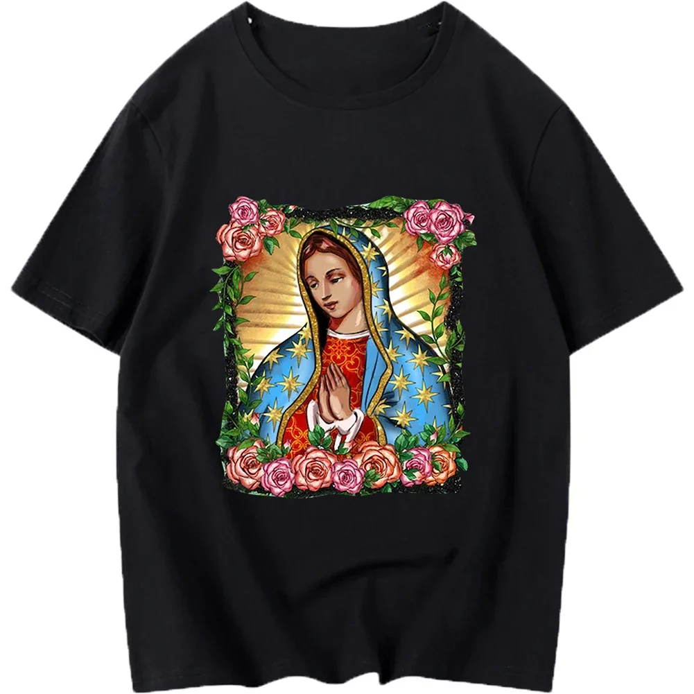 Mexican style  Mary  Iron On Heat Transfer Stickers For Clothes DTF Pinted Vinyl Thermal Appliques Washable T-Shirt Decal