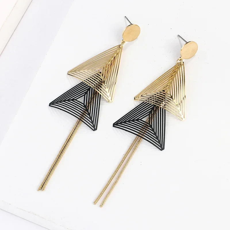 

Green Triangle Earrings For Women Exaggerated Long Tassel Dangle Earrings Pendant Gift Jewelry Accessories