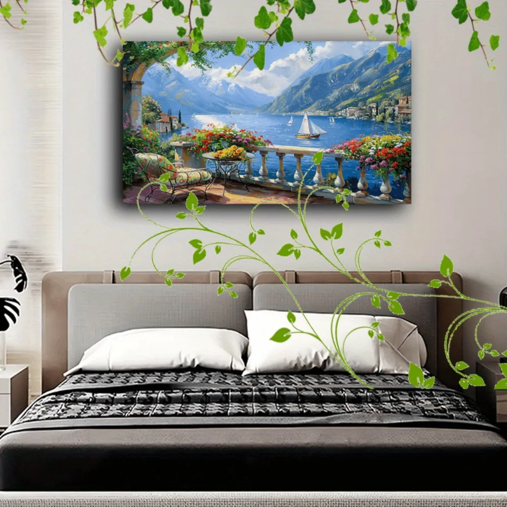 

Толщина 1,5 дюйма, интерьер арт-деко, домашний декор, вид на балконе, цветочная комбинация, озеро-парусные горы