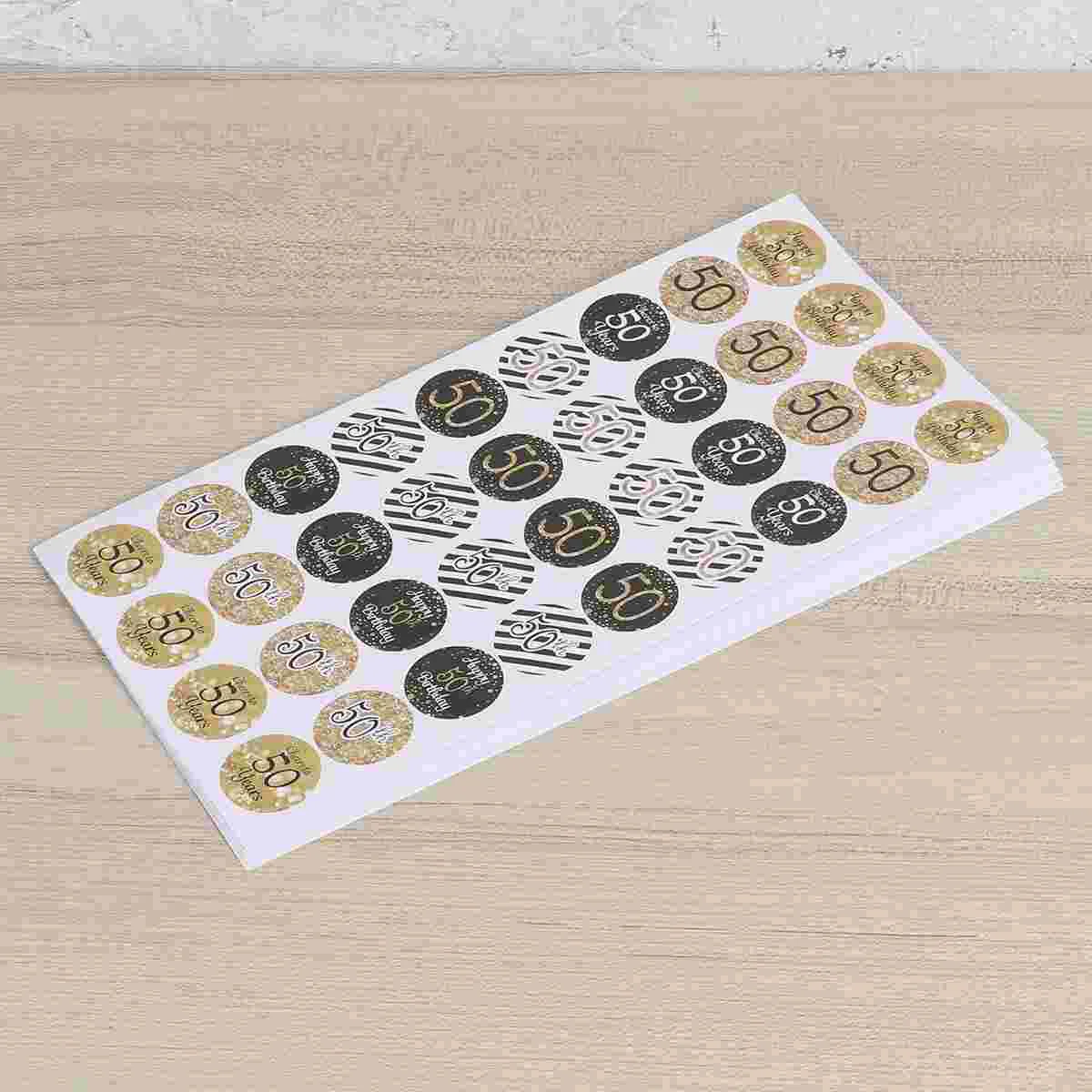 216 Pcs Seal Paste Stickers Bottle 50th Birthday Decals Candy for Packaging