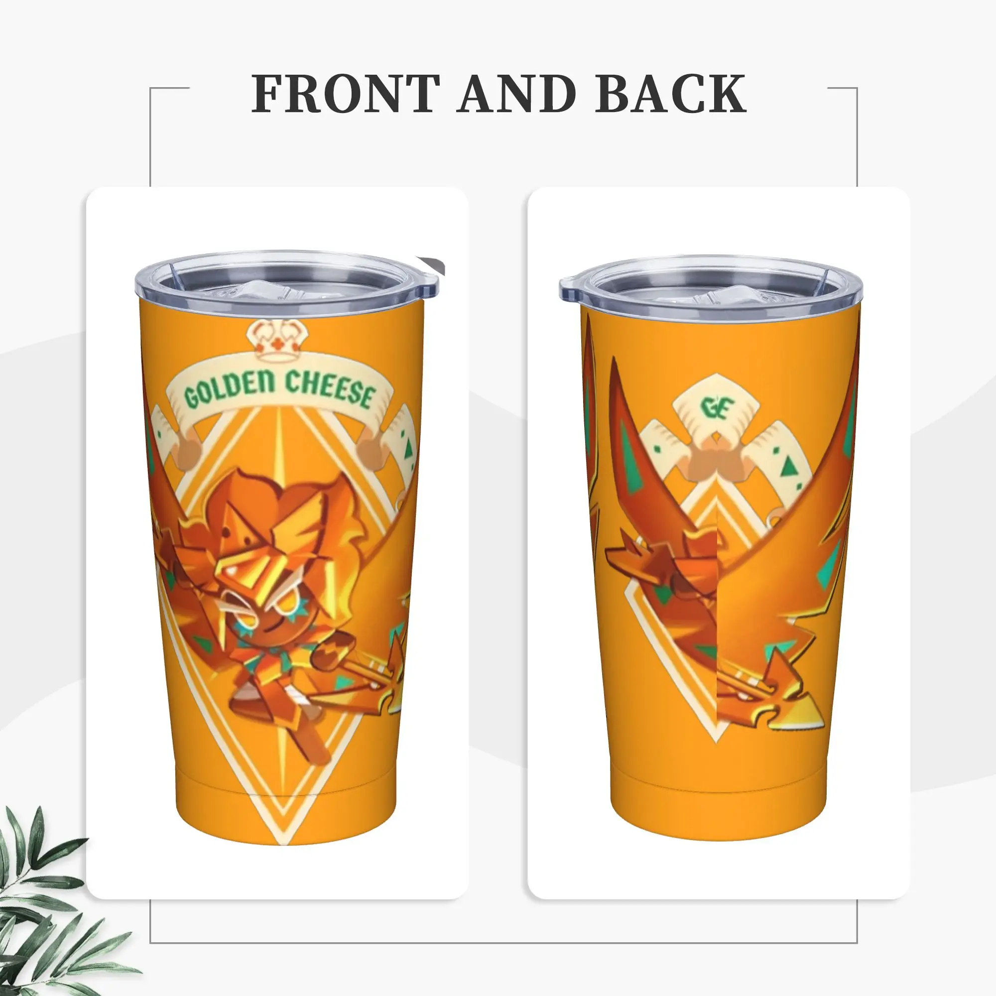 goldens cheese Insulated Tumbler with Straws Cookie Run Kingdom Stainless Steel Thermal Mug Outdoor Travel Car Bottle Cups, 20oz