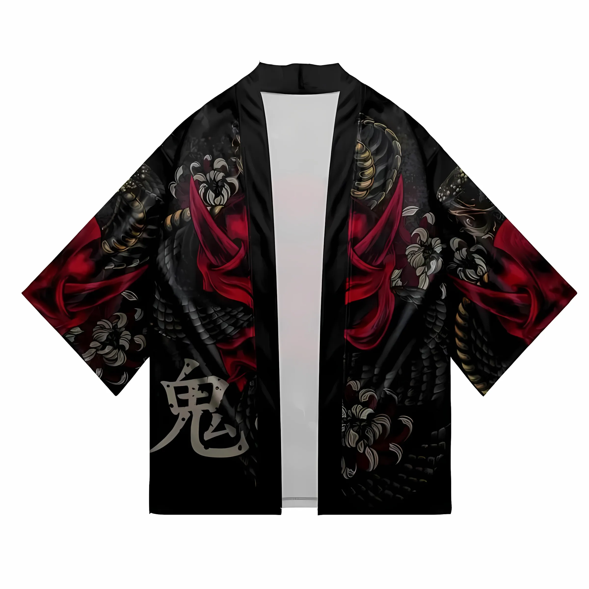 2026 Summer New Men's Kimono with 3D Chinese Character Pattern Print for Street Casual Fashion Comfortable Soft Breathable