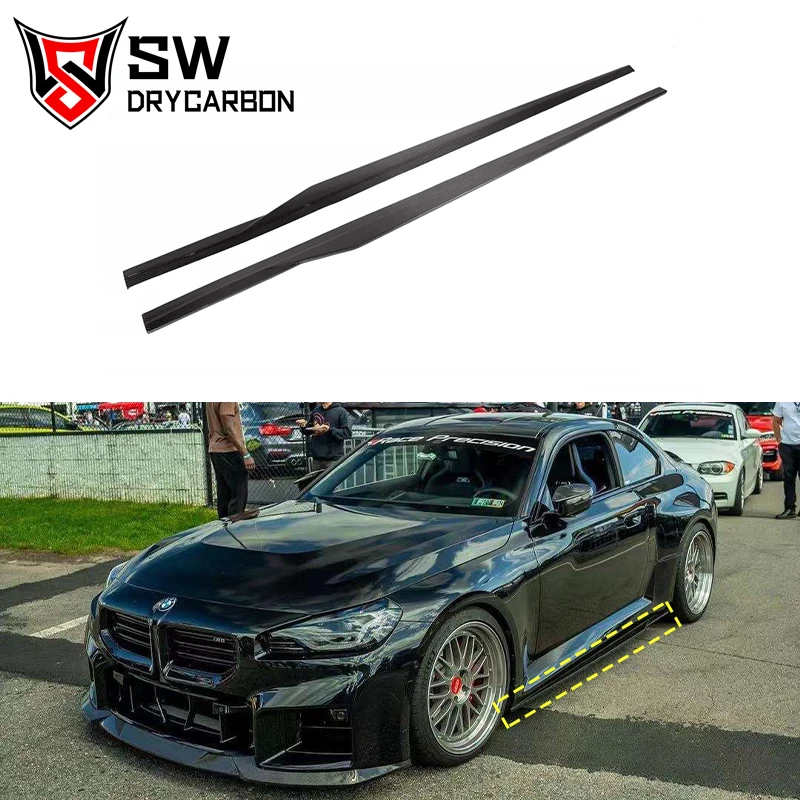 

High Quality Dry Carbon Fiber R44 Style Side Skirt for BMW G87 M2 Lower Door Rim Splitter Side Skirt Glossy Carbon Fiber