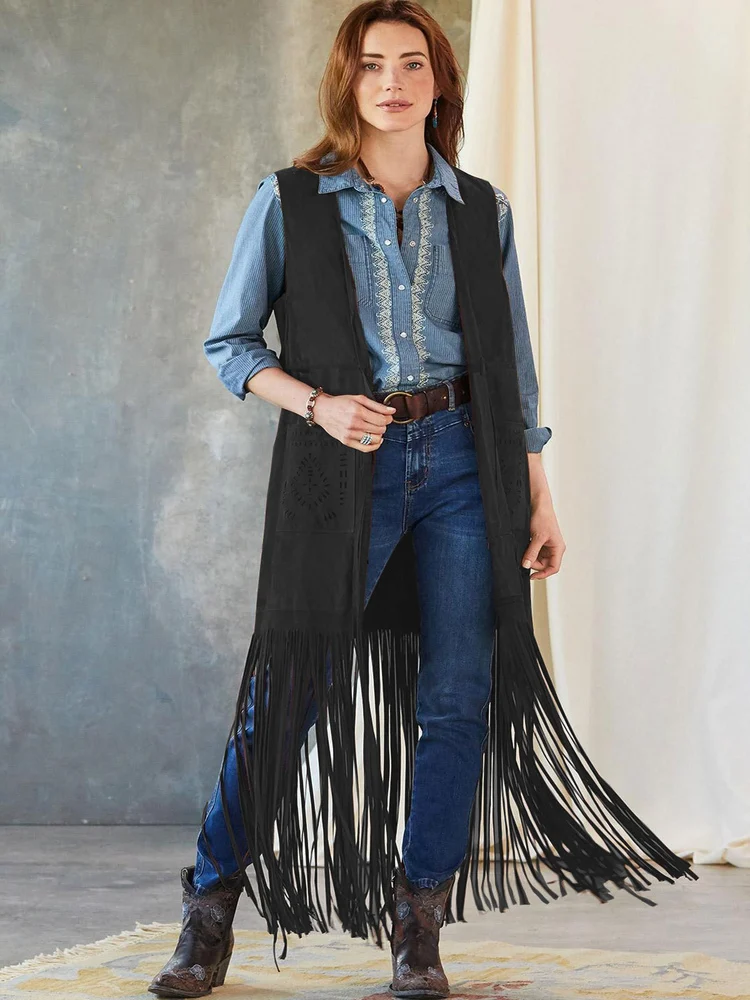 

Long Svel Denim Cardigan Women's Vest ket Pure Color V-ne Coat Regular Thin Commute Sle Autumn Faion