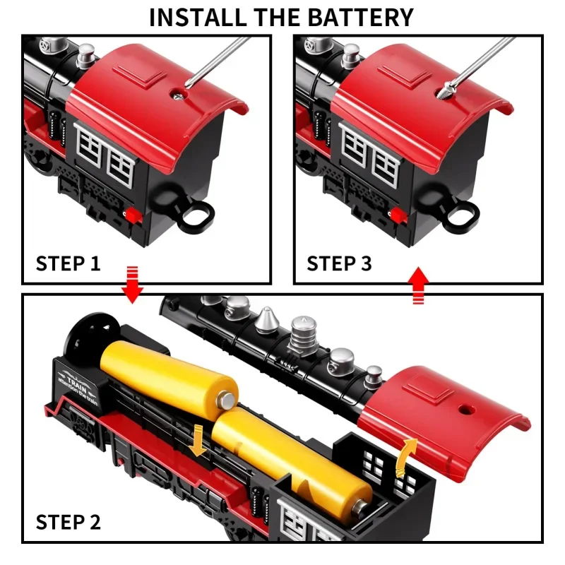 Tren de juguete para niños con luces y sonido, juego de vía de tren para debajo del árbol de Navidad, modelo de tren para niños pequeños, regalos de navidad