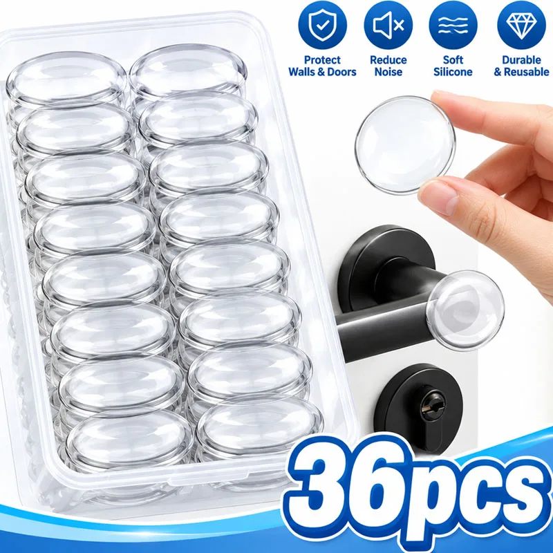 Silicone Door Handle Bumper Transparent Soft Wall Protector Self-adhesive Protective Plug Non-slip Round Doors Stop Muffler