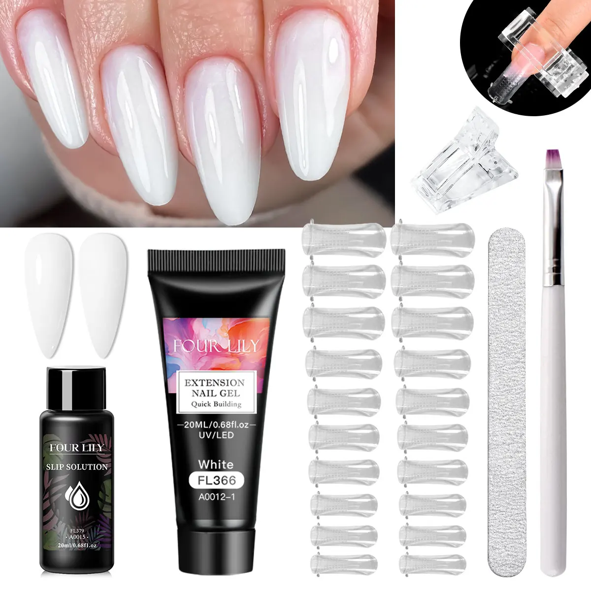 Juego de esmaltes de uñas de Gel de extensión rápida, Kits de esmalte de Gel de construcción de larga duración para manicura artística, Nude, rosa, leche, blanco, 20ml