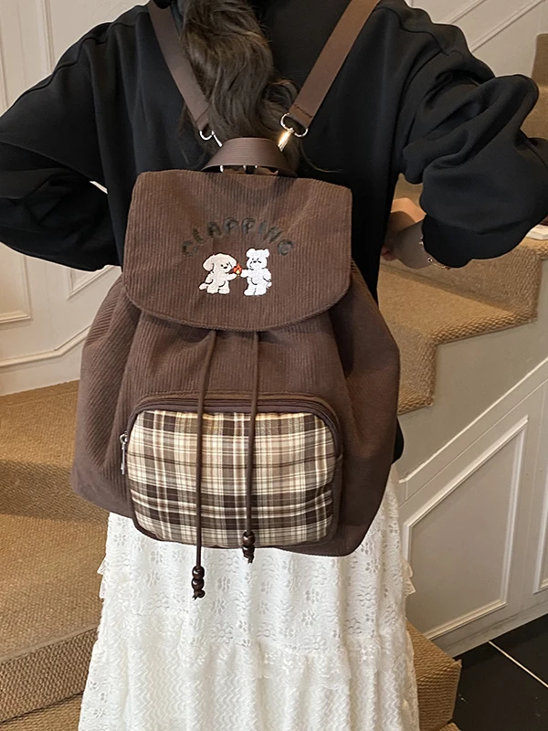 

Adorable Retro Style Women's Backpack School Bag Fashionable Versatile Commuter Bag High Aesthetic Value Autumn Winter Hit