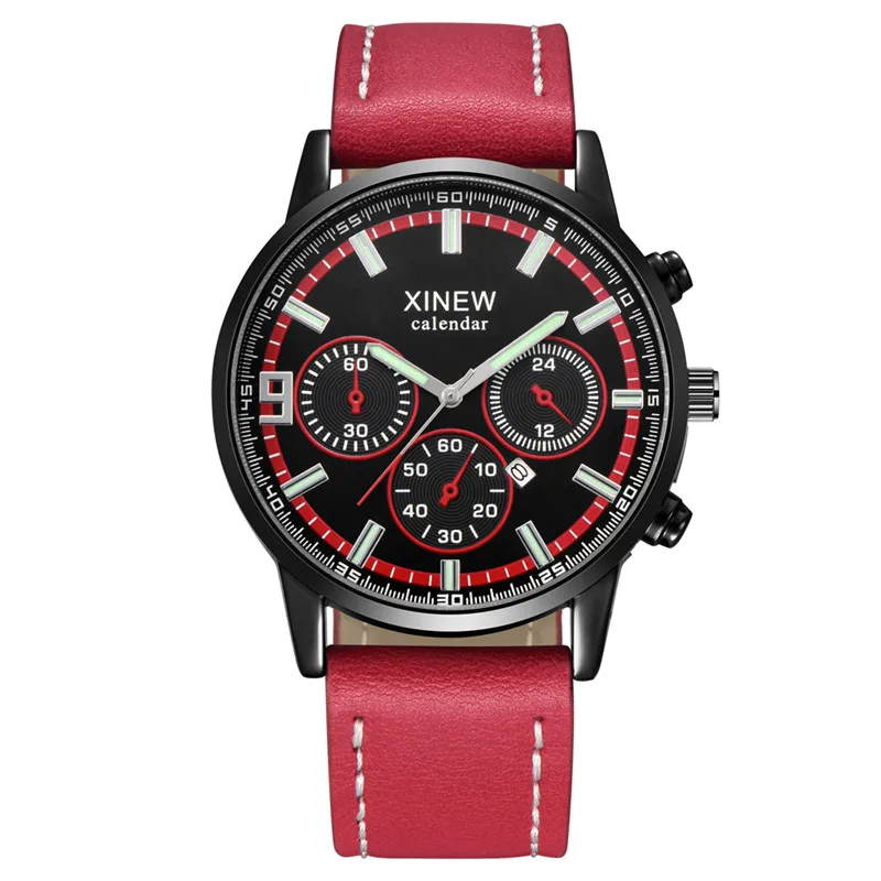 

Reloj Hombre Men Original XINEW Brand Cheap Watches Fashion Leather Band Army Date Quartz Watch Erkek Barato Saat Montre Homme