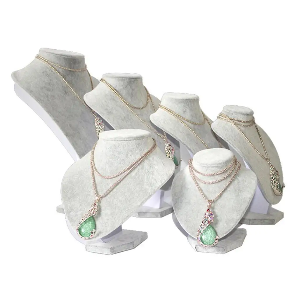 

Simple Velvet Necklace Display Bust Stand , Jewelry Display, Premium - Grey