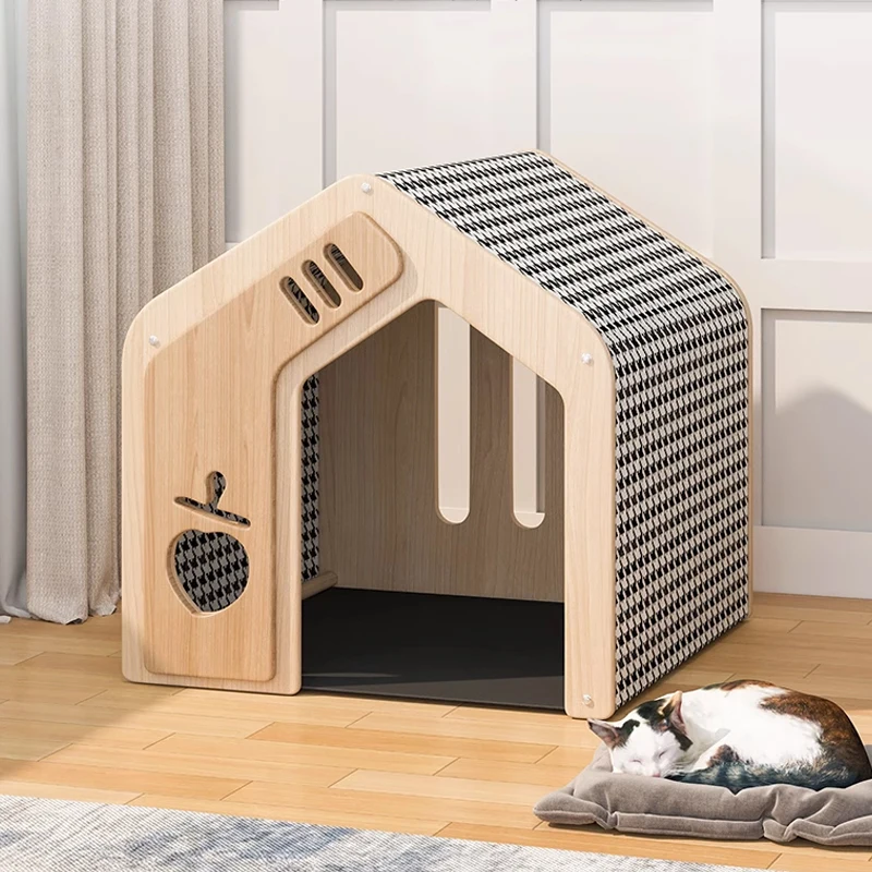 All Seasons Comfortable Nest for Small Medium-Sized Pets Solid Wood Cat/Dog Kennel Button Closure Modern/Antique Pet Furniture