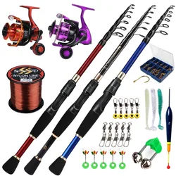 Sougayilang Spinning Fishing Combo 1.8m-2.4m Carbon Fibre Fishing Rod and 1000-3000 Spinning Reel with Fish Line Lure Accessorie
