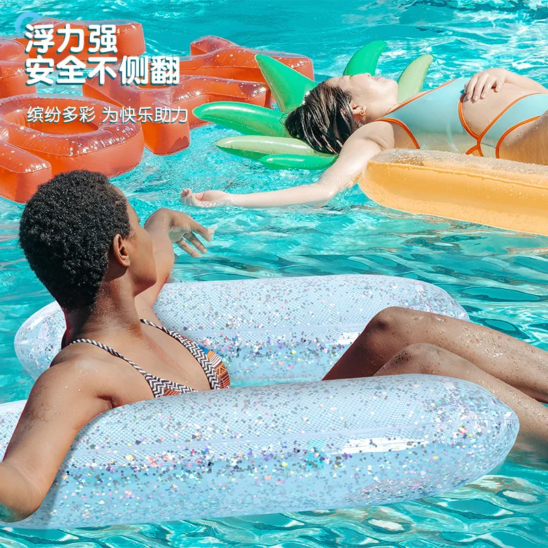Pool Rafts Inflatable Ride-ons Play Water Fun Fold PVC Sofa Inflate Lounge Chair Floating Summer Swimming Seaside Beach 120cm