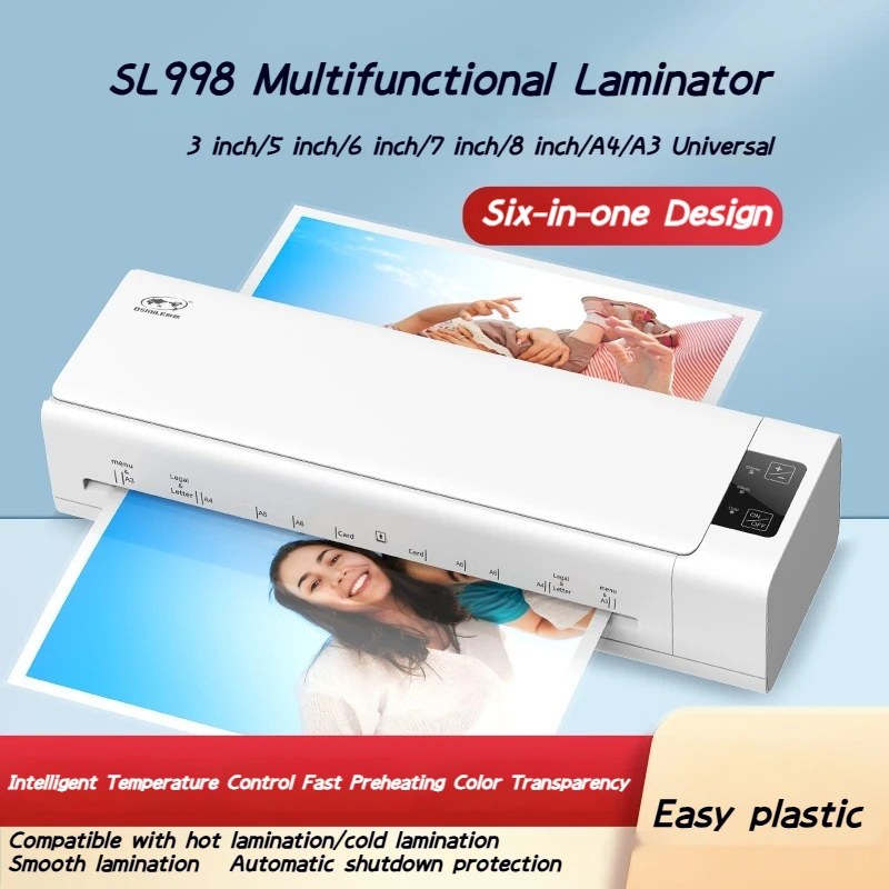 SL998 6-in-1 다기능 A3 라미네이터, 지능형 냉온 제어 기능 탑재, 사무용 문서 및 사진용
