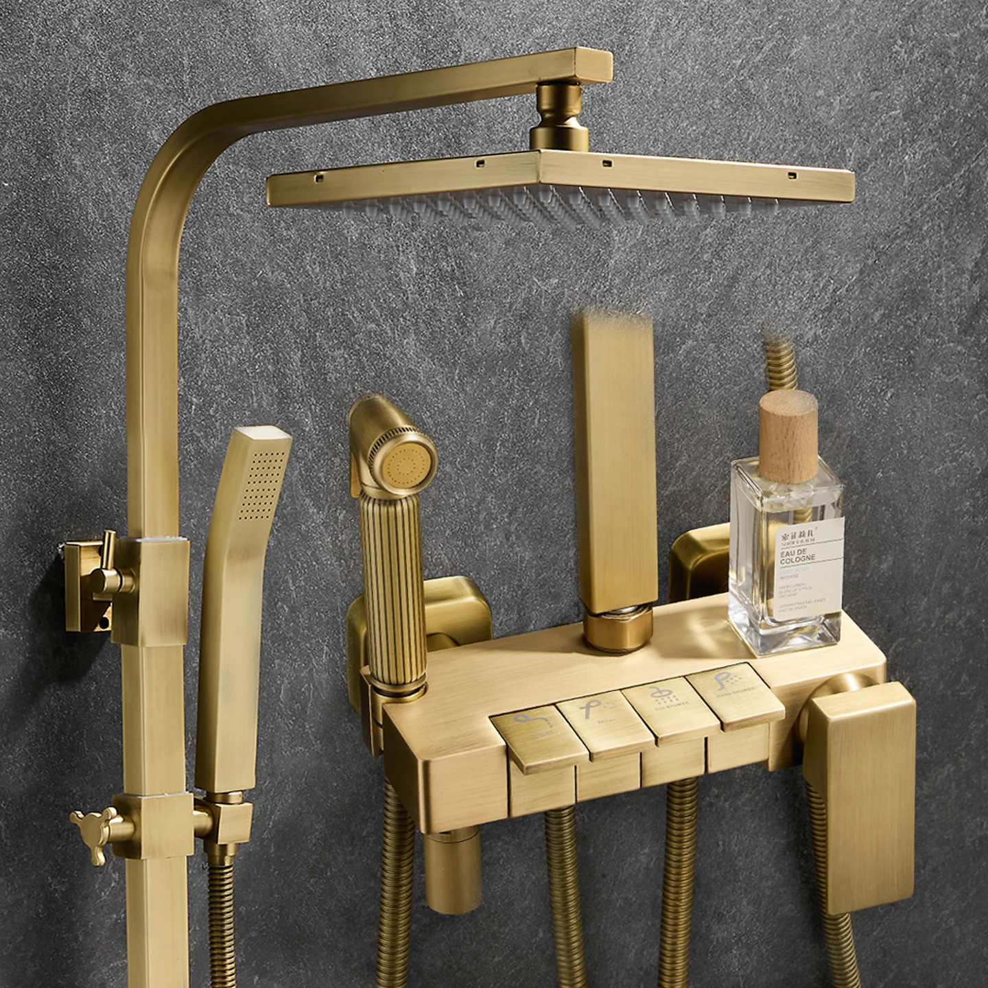 

Полностью медный антикварный душ для ванной комнаты, душевой набор под давлением, ретро-ванная комната, фортепиано, термостатическая ванна, французский свет, роскошь